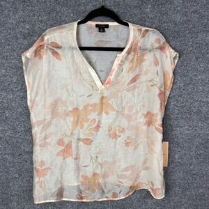 NEW Halogen Floral Print V-Neck Sleeveless‎ Top, Lightweight Women's Medium